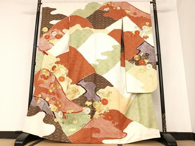 平和屋着物 豪華振袖 駒刺繍 絞り 菊唐草文 金彩 鈴乃屋扱い 正絹 zg