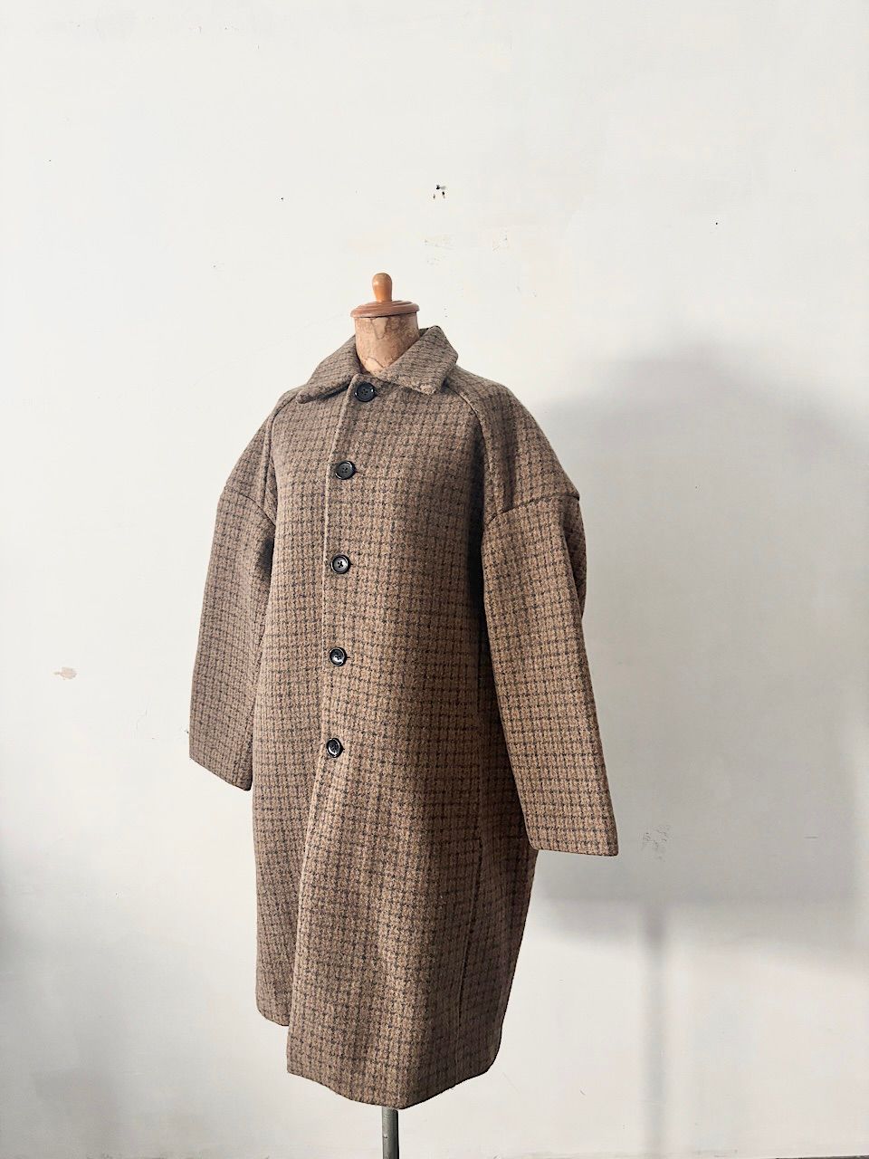 オールドマンズテーラー ウールフェルト ガンクラブチェック ボックスコート サイズS