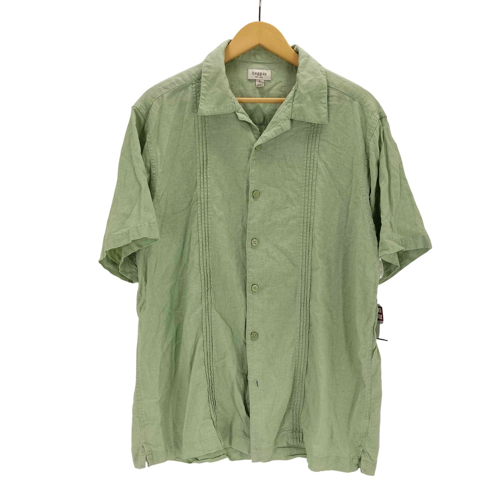 ハガークロージング HAGGAR リネン混 キューバシャツ メンズ import：XL