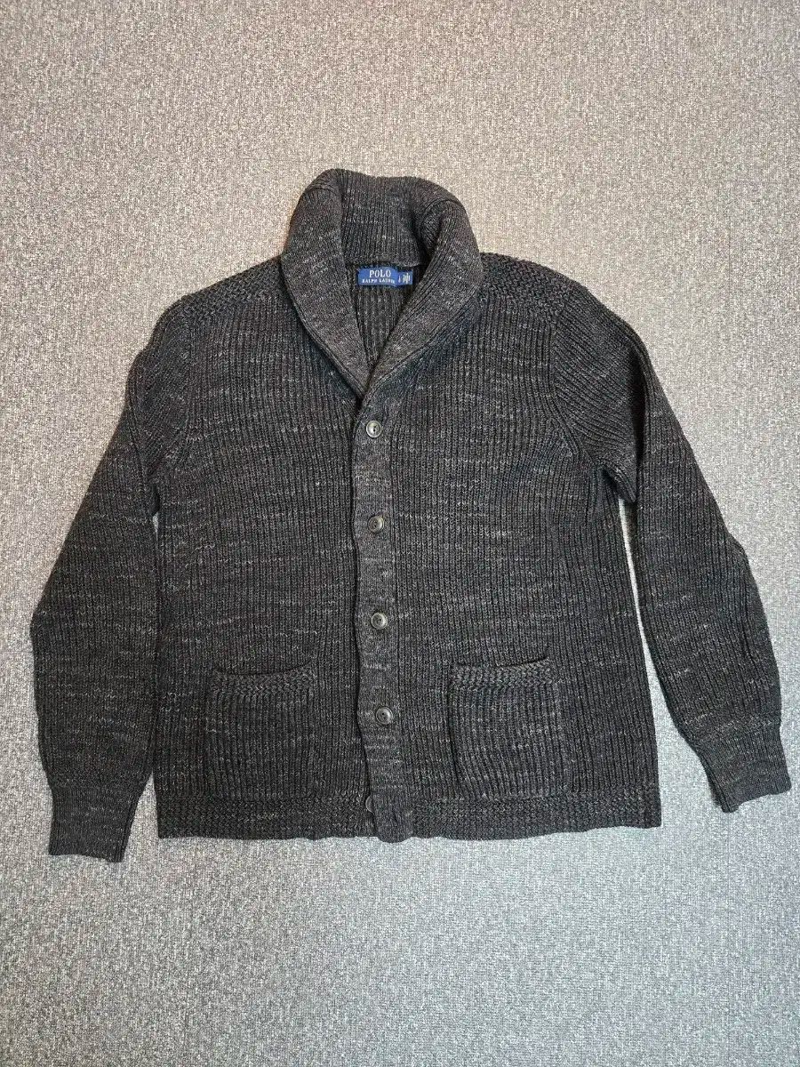 ポロ Ralph Lauren ラルフローレン ショール カーディガン チャコールグレー グレー ニット セーター L