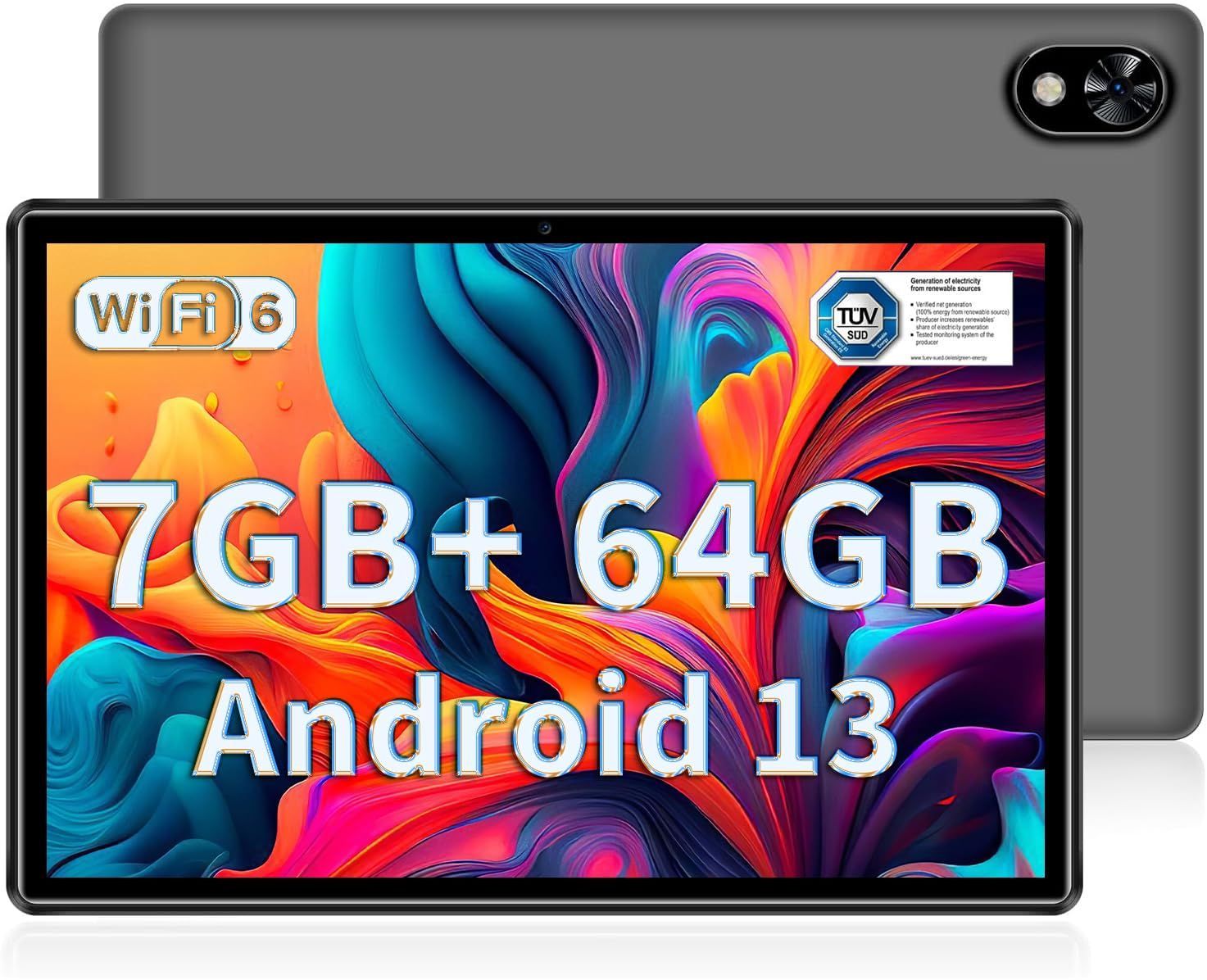 DOOGEE U9タブレット Android 13 10.1インチ wi-fiモデル7GB(3+4拡張) +64GB+1TB拡張可能4コア CPU 2.0Ghz WiFi 6 5060mAh大容量バッテリー 5MP/2MPカメラ 1280*800