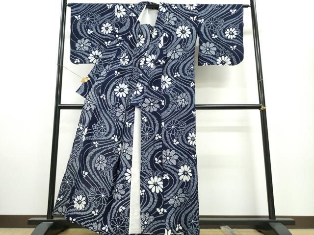 平和屋着物∴夏物 浴衣 有松鳴海絞り 色紙重ね吉祥花文 綿 逸品