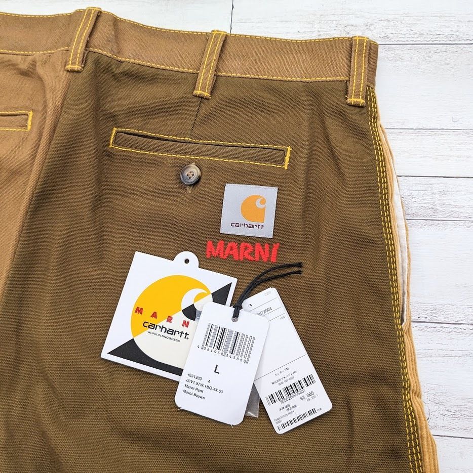 MARNI X CARHARTT WIP BROWN COLOUR BLOCK TROUSERS マルニ カーハート 