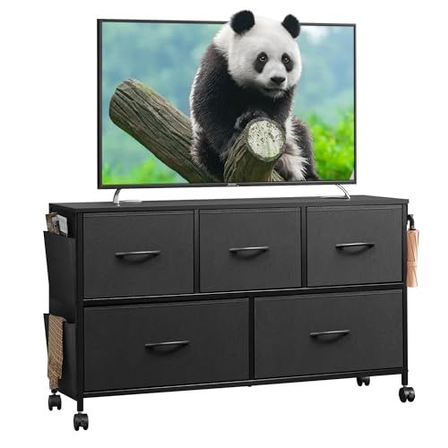 迅速発送】WLIVE チェスト タンス キャスター付き サイドポケット付き