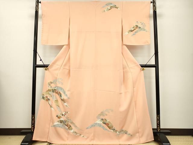 平和屋着物□訪問着 総絞り 道長立波花文 正絹 逸品 CAAM2478ku 