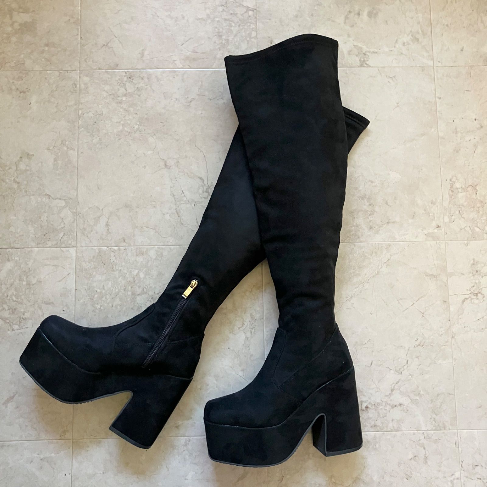 EMODA ロングブーツ 黒 ニーハイ 24.5 EMODA ロングニーハイブーツM