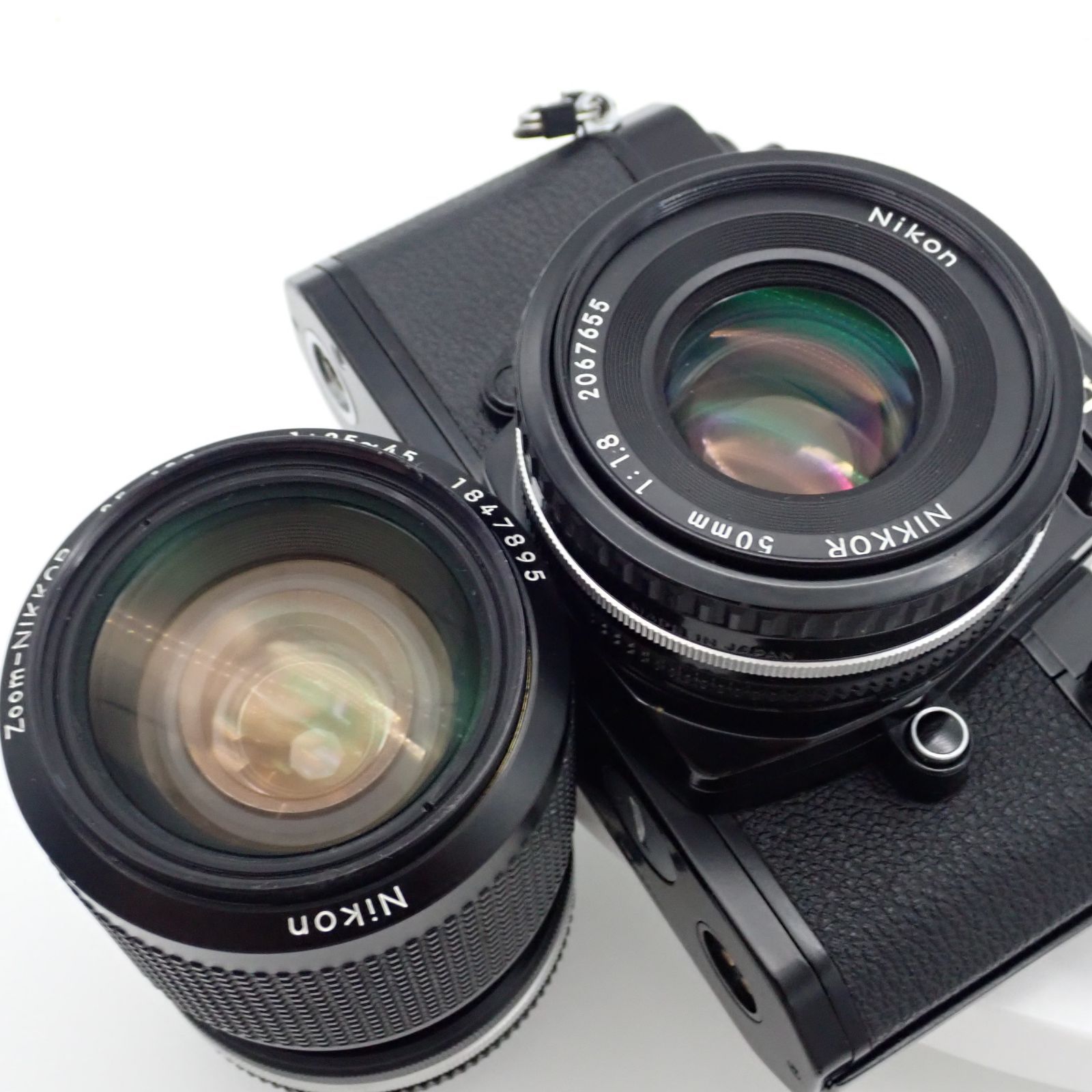  Nikon FE 2 ブラック 一眼レフフィルムカメラ Ais Ai-s Nikkor 50 mm f 1.8 標準 単焦点 パンケーキ マニュアル レンズ 2067655 一眼レフカメラ(フィルム) フィルムカメラ