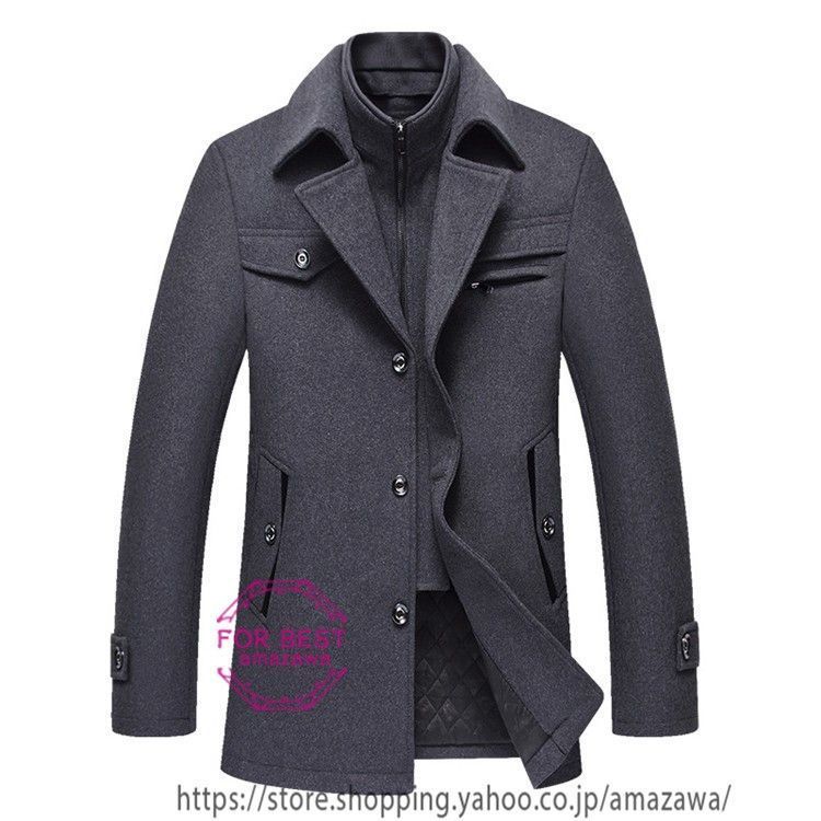 チェスターコート メンズ ステンカラーコート 重ね着風 コート