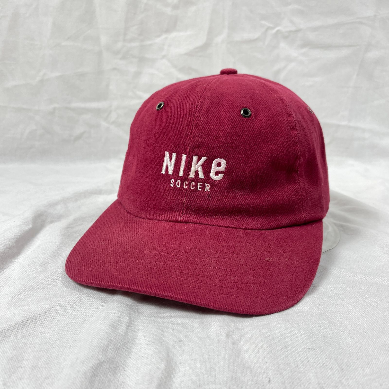 90s NIKE SOCCER 白タグ 刺繍ロゴ フェードカラー 6パネル キャップ