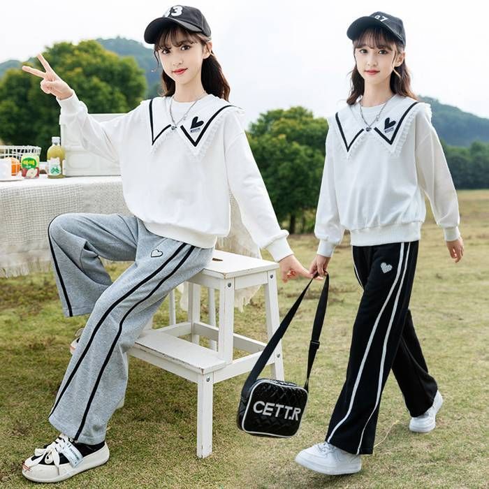 子供服 女の子 スウェット ジャージ 上下セット tシャツ トップス ロングパンツ 2点セット 運動着 セットアップ スポーツウェア ガールズ おしゃれ 春秋服 mx5d701