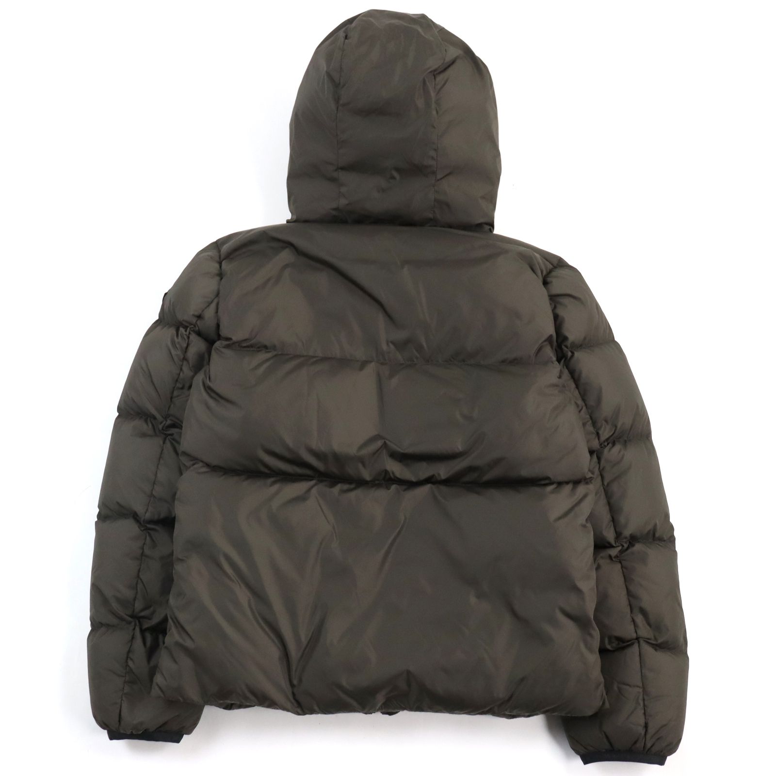 良品○MONCLER モンクレール 20-21AW F20911856900 C0300 MONTCLA GIUBBOTTO モンクラ ロゴ刺繍  ラバーワッペン付き フーデッド ダブルジップ ダウンジャケット カーキグリーン 2 正規品 メンズ