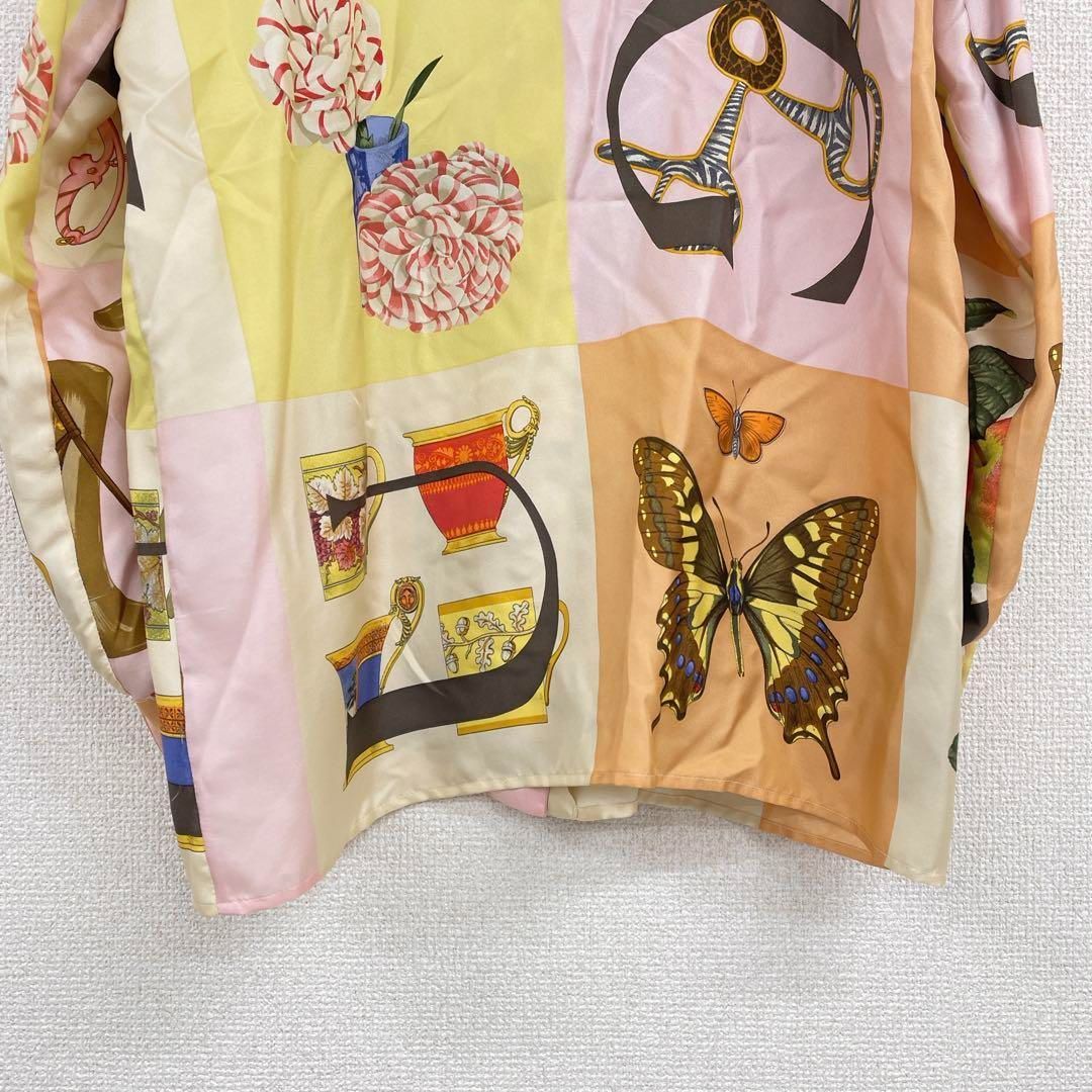 GUCCI グッチ シルク100％ シャツ 金ボタン GGボタン 靴柄 フルーツ