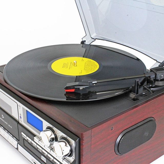 ショップ マルチオーディオ レコードプレーヤー CD ラジカセ 45回転アダプタ付き SDカード再生 SDHCカード対応 USB対応