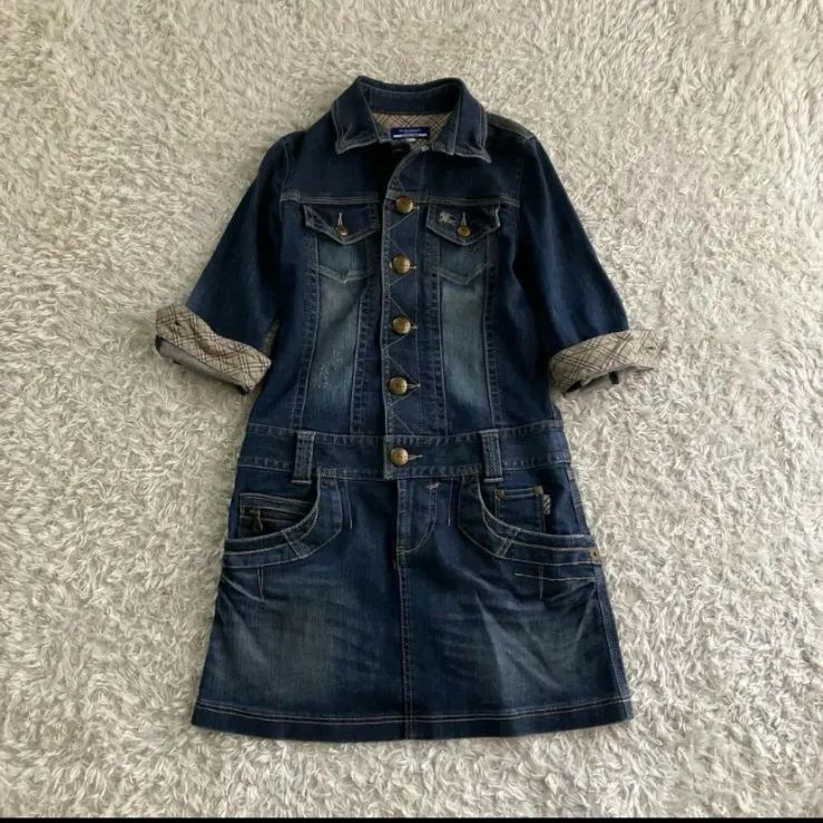 BURBERRY BLUE LABEL✨️デニムワンピース 刺繍 Y2K 36 BURBERRY BLUE