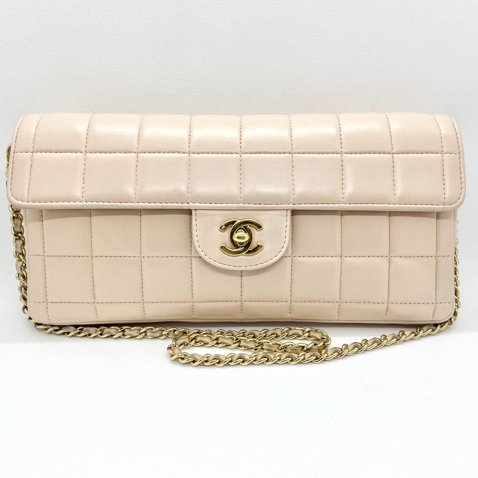 498】CHANEL/シャネル ラムスキン チョコバー 肩掛け チェーン  