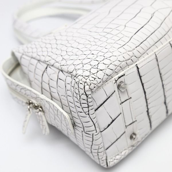 クロコダイル lb3208 ハンドバッグ ホワイト CROCODILE クロコダイル