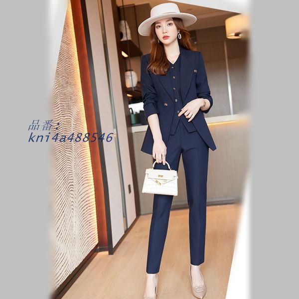 大きいサイズ スーツ OL ビジネス 卒業式 入学式 2L L 3L 4L 5L セール サイズ きれいめシルエット ジャケット＆パンツのレディーススーツ2点セット kni4a488546