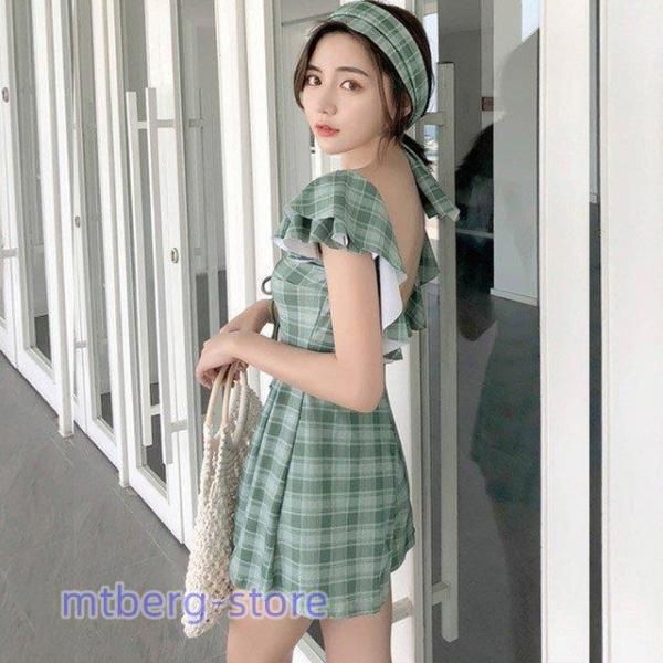 〜8/17セール【新品】グリーンレーベル オールインワンチェック柄スイムウェア green label relaxing（グリーンレーベルリラクシング）の