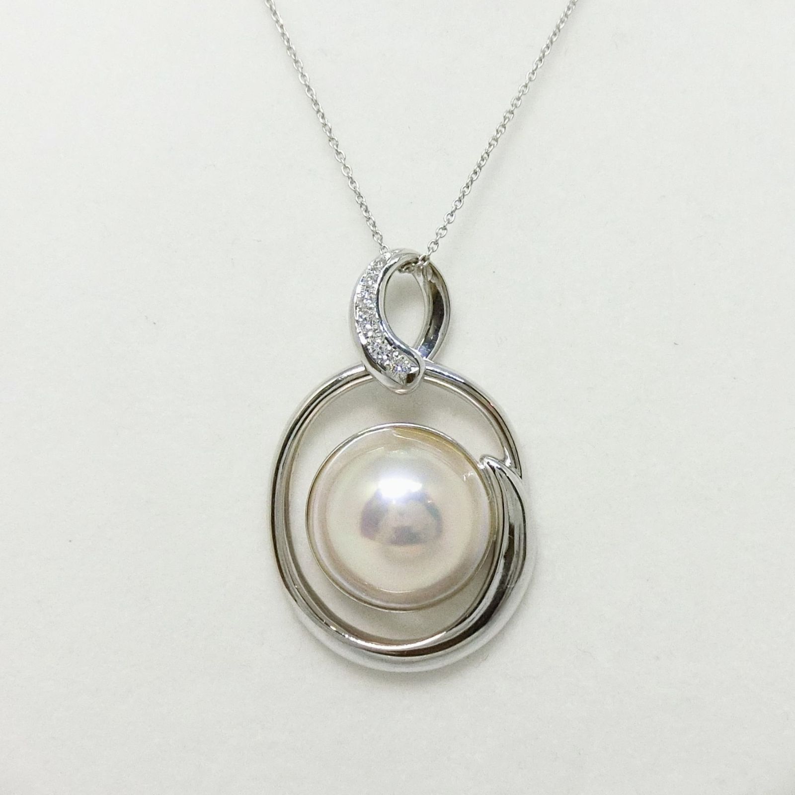 タサキ TASAKI 田崎真珠 K18WG マベパール16mm ダイヤモンド0.09ct 