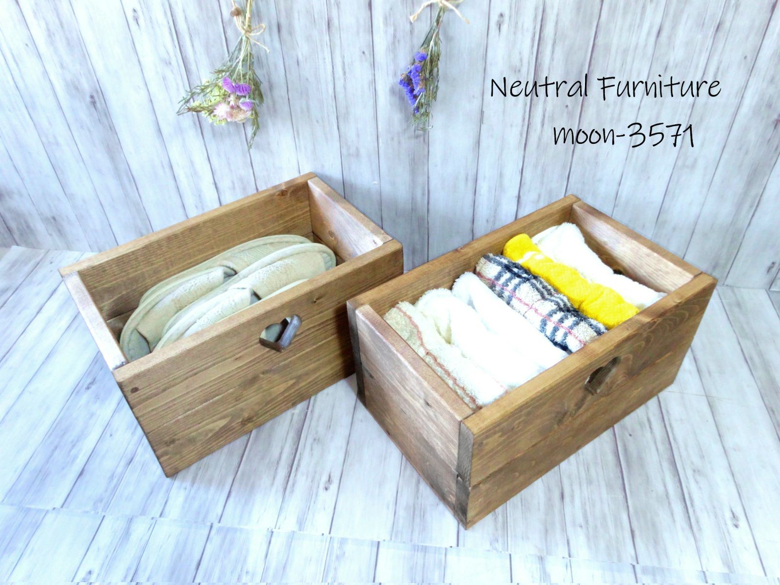 ハンドメイド ２人掛けベンチ ハートボックス チーク×ホワイト MARWIL-DEMENAGEMENTS_CH