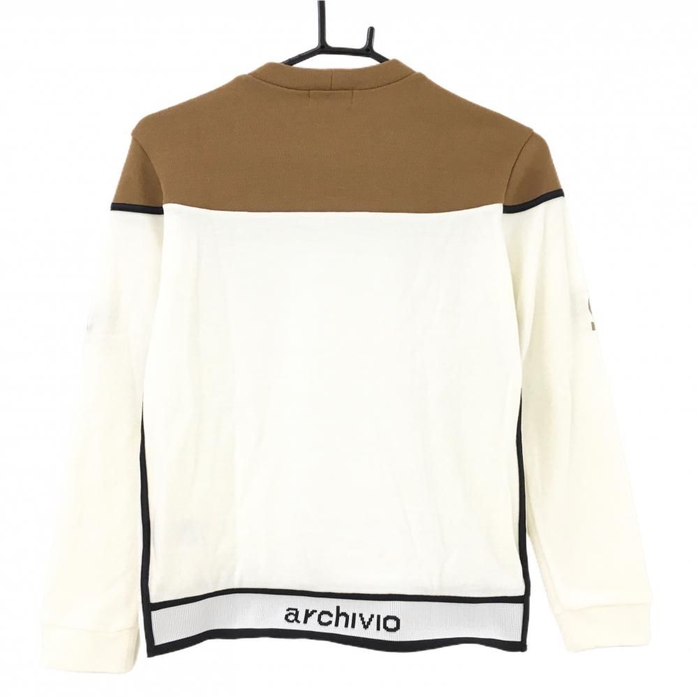 アルチビオ セーター 白×ブラウン バイカラー プルオーバー ニット