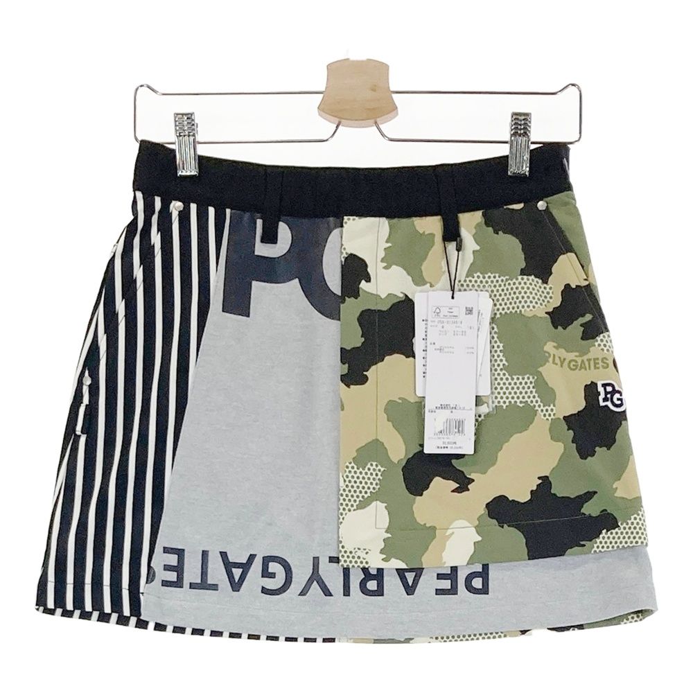 サイズ 0 PEARLY GATES パーリーゲイツ 055-2134516 スカート カモフラ ストライプ柄 カーキ系 240101543742 ゴルフウェア レディース ストスト