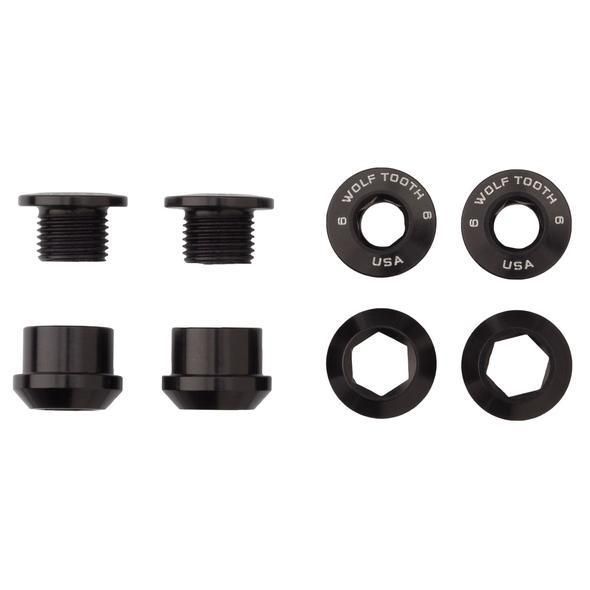 WOLF TOOTH ウルフトゥース Set of 4 Chainring Bolts+Nuts for 1X - 4 pcs. 6mm チェーンリングボルト ナット ブラック