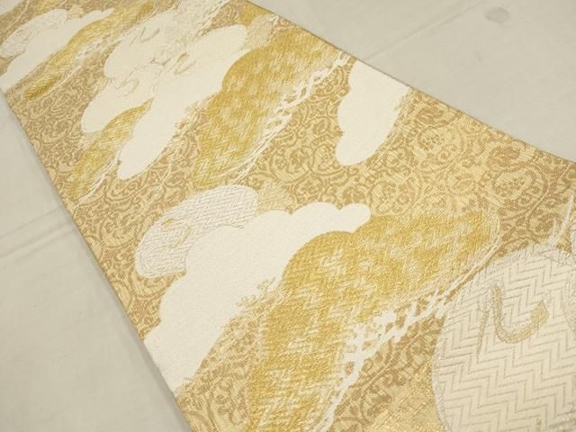 セール♪六通柄袋帯　市松花文　着物 平和屋着物▽六通柄 本袋帯 市松花唐草文 金銀糸 正絹 逸品
