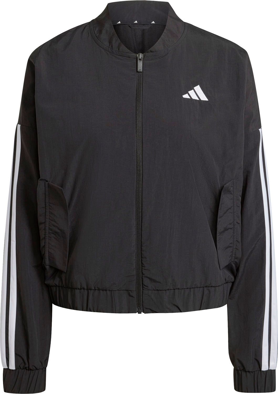 アディダス adidas エッセンシャルズ スリーストライプス ライフスタイル ウーブン ボンバージャケット KWB48 JD5317 ブラック|ホワイト