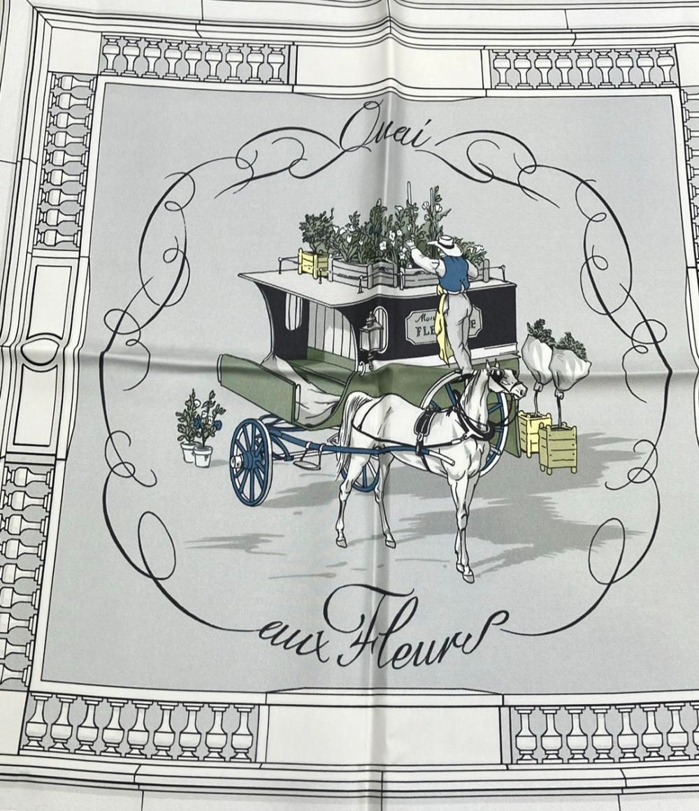 エルメス スカーフ カレ90 シルク100% 花咲く海岸通り quai aux fleurs