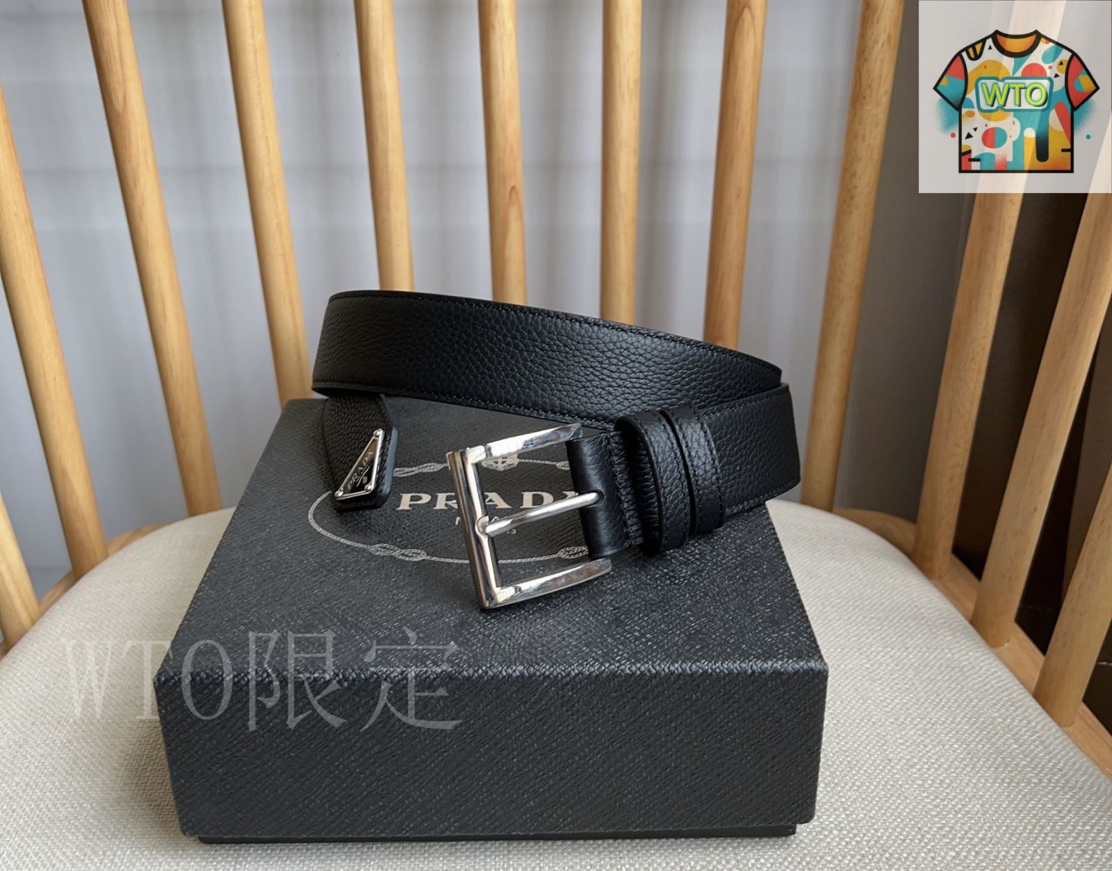 本物美品　PRADA レザーベルト　プラダ PRADA - プラダ/PRADA ベルト メンズ 型押しカーフスキン レザー