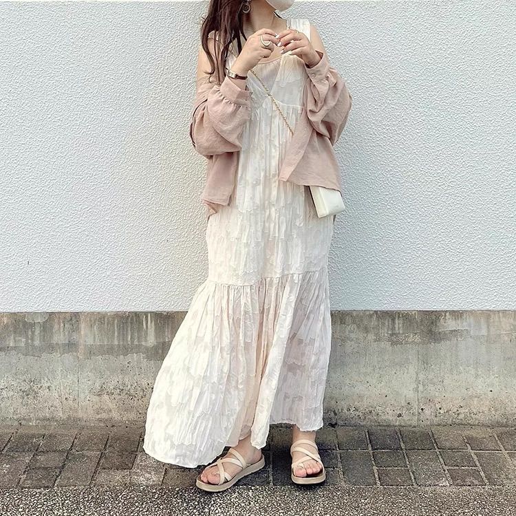 kastane シアージャガードレースノースリワンピース