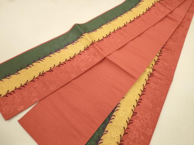 美品　本場筑前博多織　半幅帯　花間道　正絹　逸品 Kisste 博多帯 名古屋帯 正絹 博多名古屋帯 新品 八寸名古屋帯