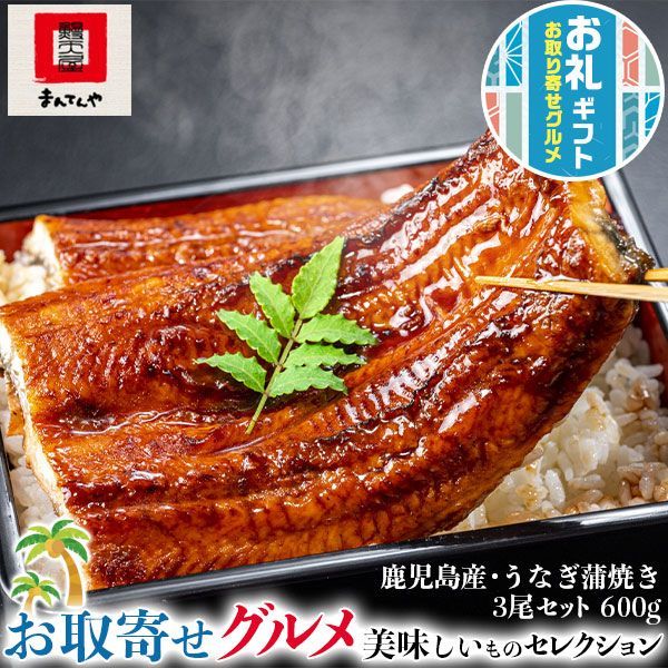 ギフト うなぎ まんてんや 国産 鹿児島 うなぎ蒲焼き 3尾セット 600g 鹿児島県産 ウナギ 母の日 父の日 お中元 プレゼント 海産物 鰻
