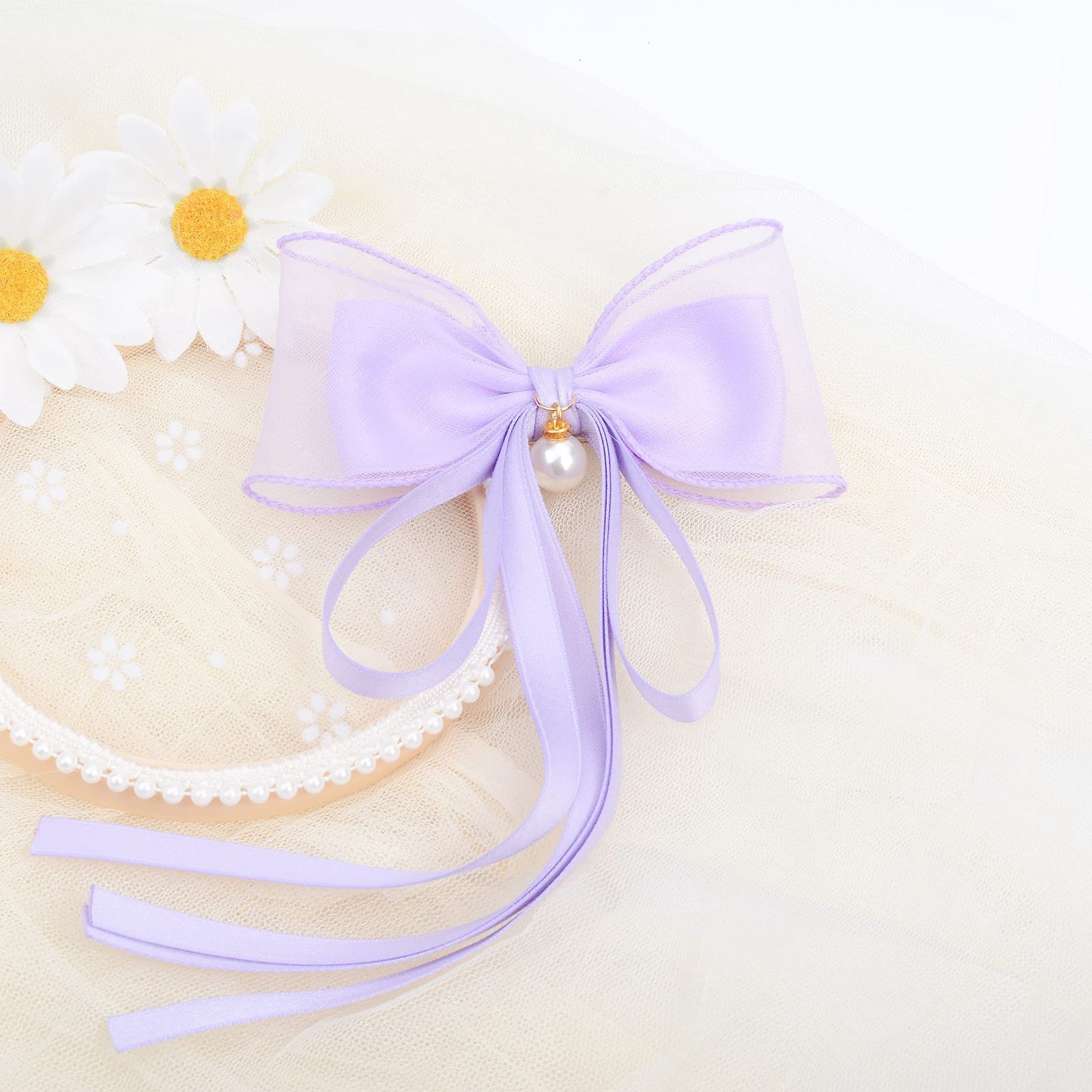 ロング 髪飾り リンセスリボン ヘア キッズ こども 子供 ヘアピン シフォン アレンジ 4点セット 赤ちゃん 髪留め おしゃれ ヘアクリップ 簡単 発表会 ベビー 結婚式 フォーマル BIANHUAN お誕生会