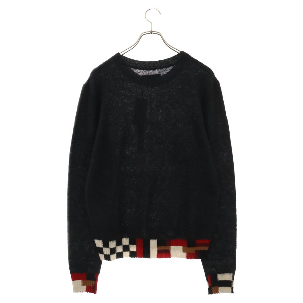 AMIRI (アミリ) 22AW CHECKERED HEM CREW モヘアニットクルーネックセーター ブラック AW22MKL009