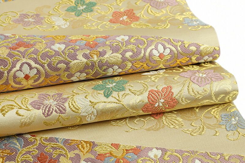 新品◇白寿苑 袋帯 フォーマル 唐織 袋帯 正絹 金 唐織 白寿苑 美しいキモノ掲載 裂取唐花文様 仕立て