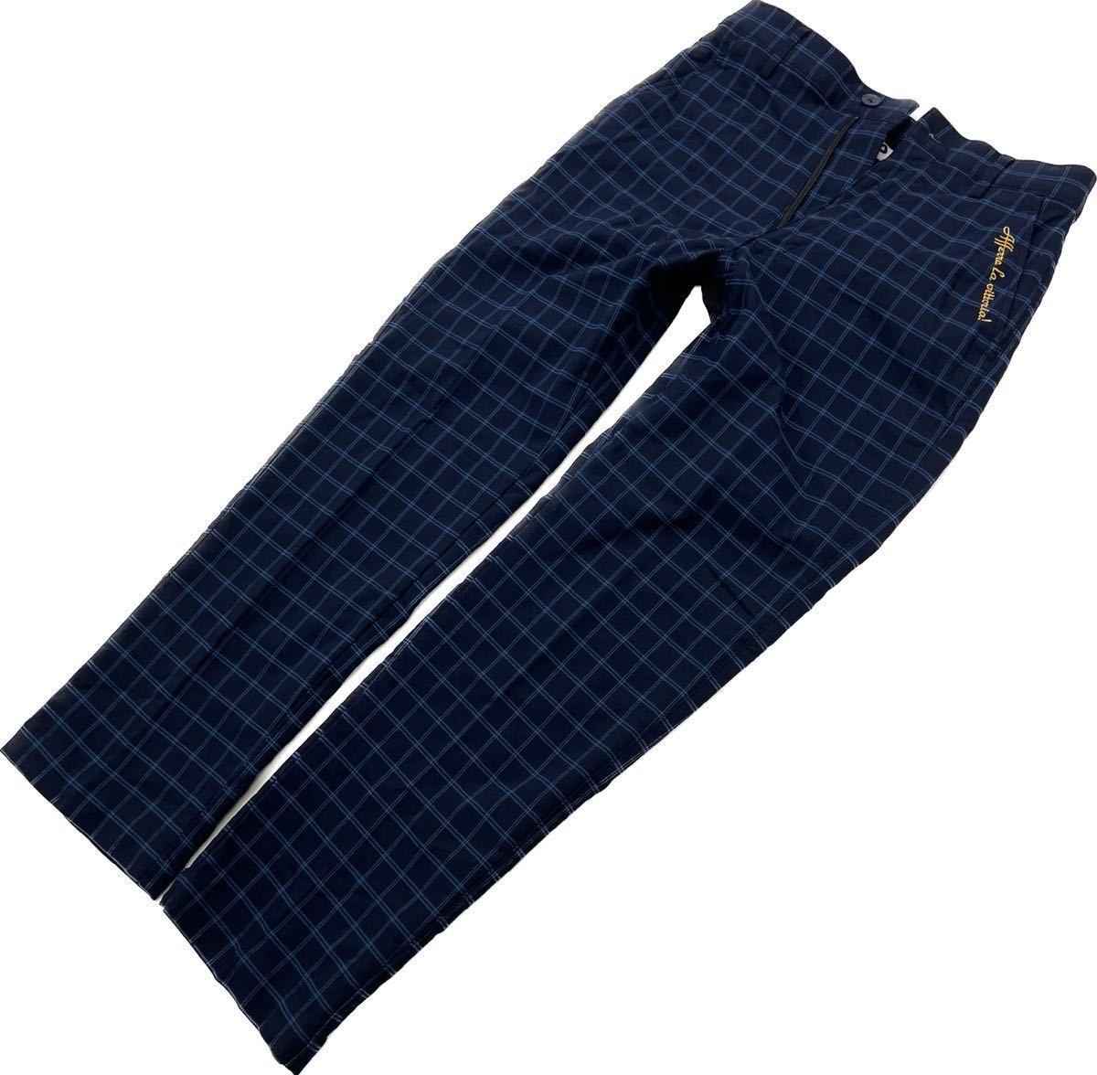 【未使用】FILA GOLF　メンズ　中綿 チェック ゴルフパンツ　L　ネイビー FILA ☆ GOLF ネイビー チェック ゴルフパンツ テーパード パンツ M