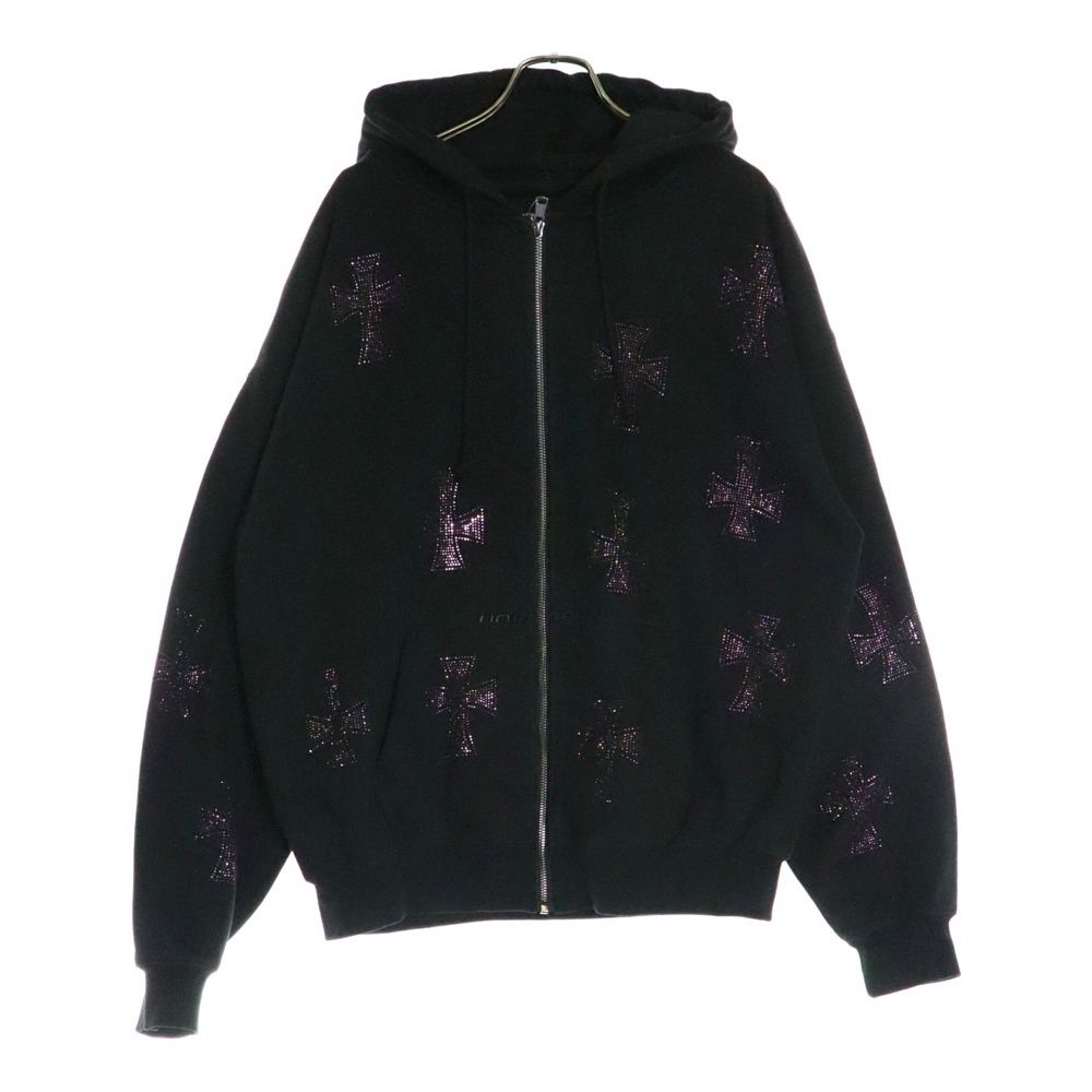Unknown London フーディー フーディー｜BLACKxPURPLE RHINESTONE CROSS ZIP HOODIE