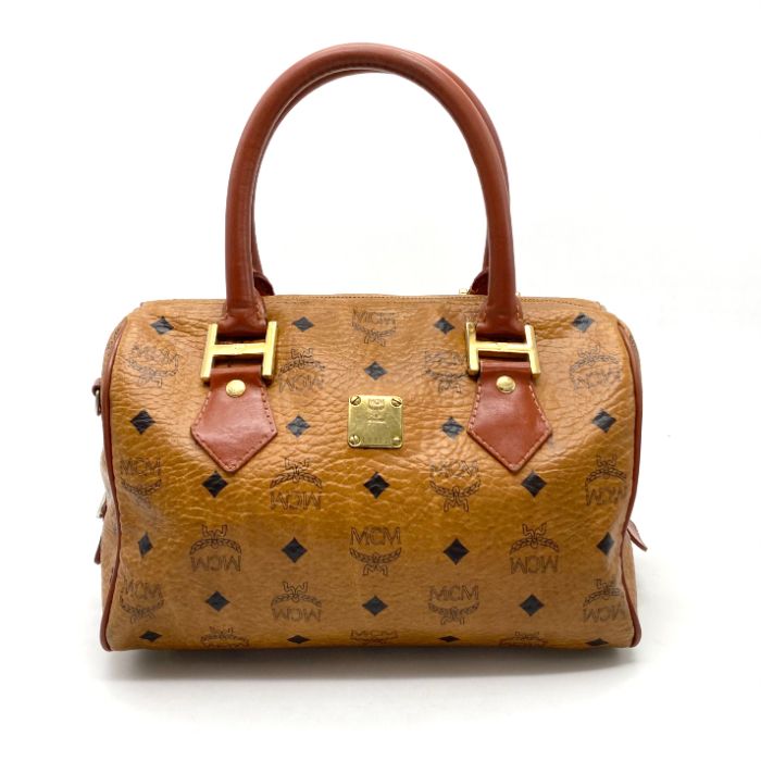 MCM エムシーエム ロゴ レザー ハンド ミニ ボストン バッグ eH0785A