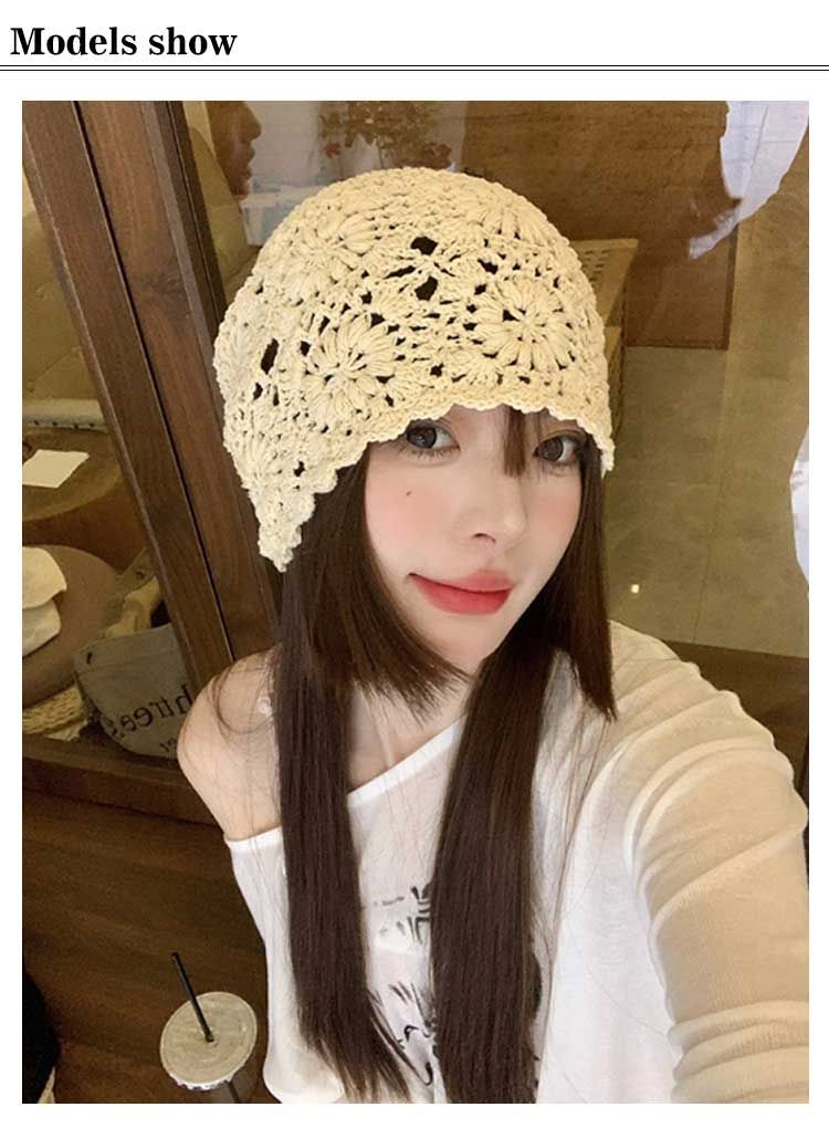 透かし編み ニットキャップ レディース お洒落 可愛い 医療用帽子 抗が