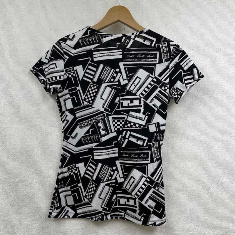 FENDI フェンディ 幾何学柄 ノースリーブ Tシャツ カットソー 黒 FENDI フェンディ 幾何学柄 ノースリーブ Tシャツ カットソー 黒