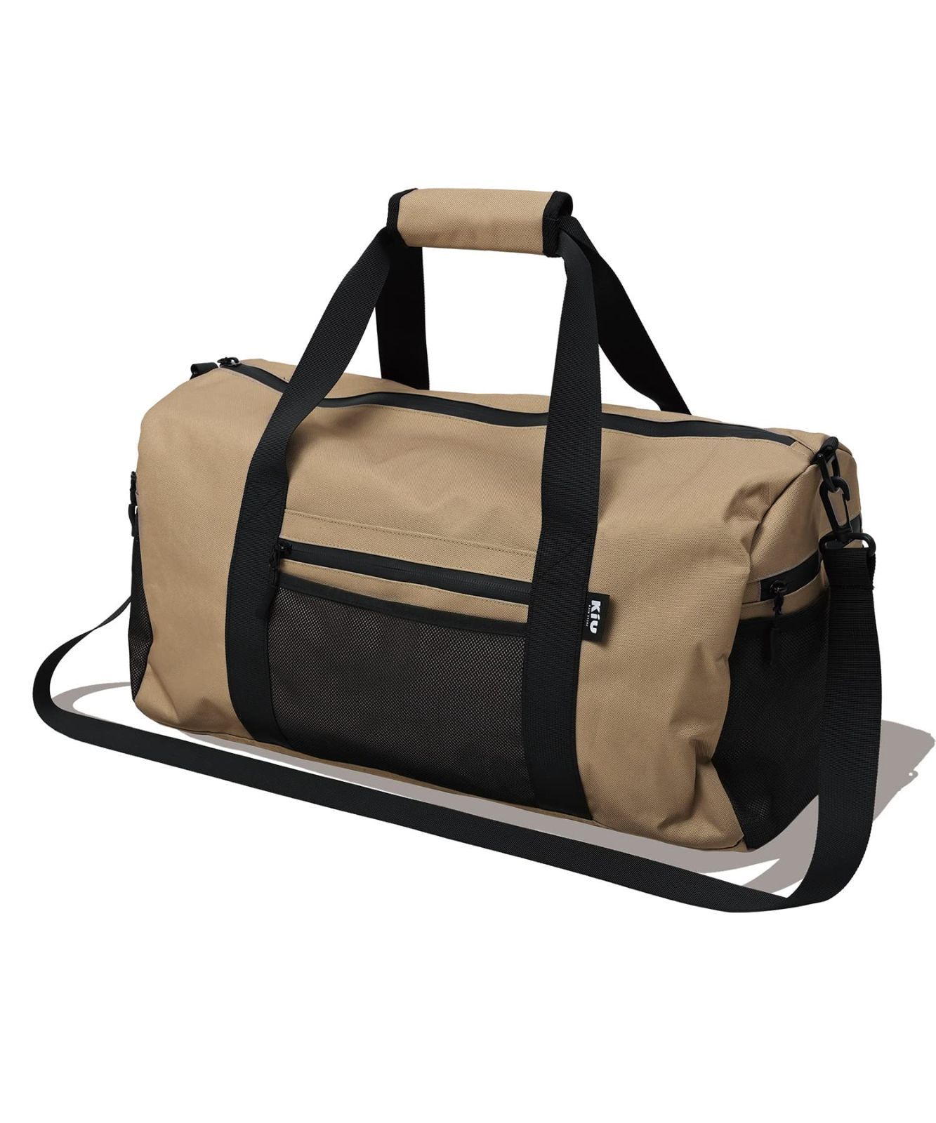 Color:ベージュ_Size:one size キウ(Kiu) 600D ボストンバッグ BOSTON BAG はっ水 撥水 防水 バッグ 鞄 キャリーケースに取り付け ショルダー 大容量 旅行 トラベル アウトドア レジャー カジュアル おし