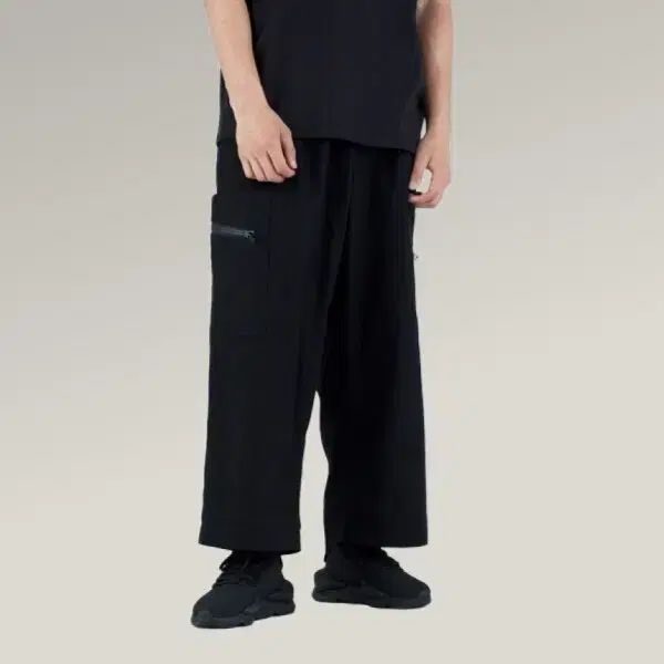 Yohji Yamamoto ヨウジ ヤマモト y ー 3 RipsTop ツイル 黒 カーゴ ワイドパンツ XS S