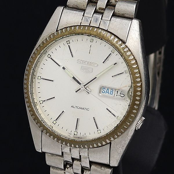 セイコー 7S26-3110 セイコー5 AT/自動巻 デイデイト シルバー文字盤