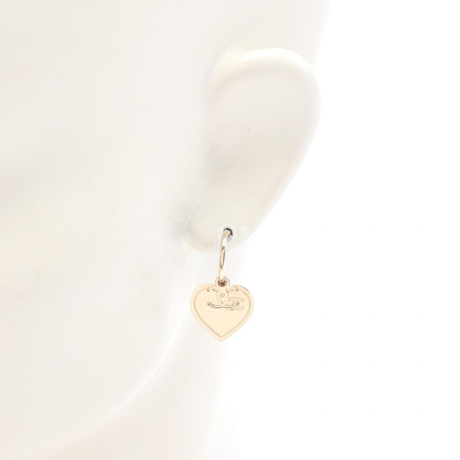 シャネル CHANEL ピアス ココマーク ハートプレート シャンパン  