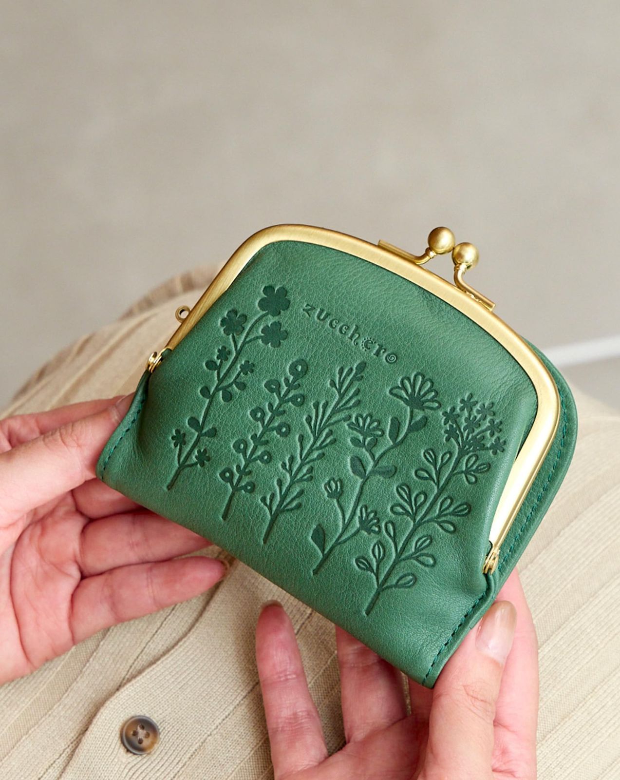 財布 レディース 2つ折り 花柄 がま口 コンパクト ズッケロ ブランド 小さめ レザー ギフト プレゼント 55480 オレンジ 動画あり