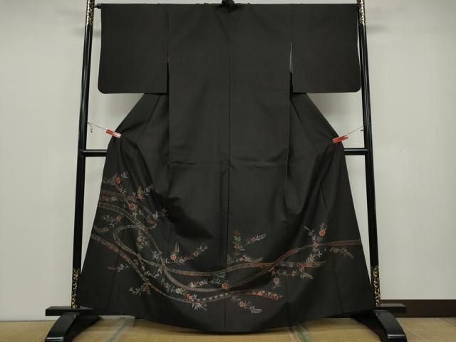 平和屋着物○訪問着 ろうけつ染め 草花文 正絹 逸品 AABB1391np 平和屋