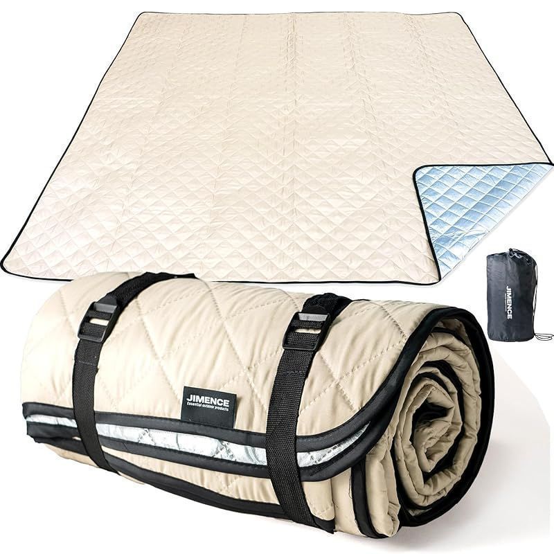 オフホワイト) スポーツ・アウトドア Verontimee レジャーシート 厚手 大判 210×145cm 両面防水 アルミコーティング 収納袋付き 2 -6人用 キャンプ/ピクニック/テントマット対応 グランドシート 耐水圧 10000mm 試験合格 (オフホワイト)