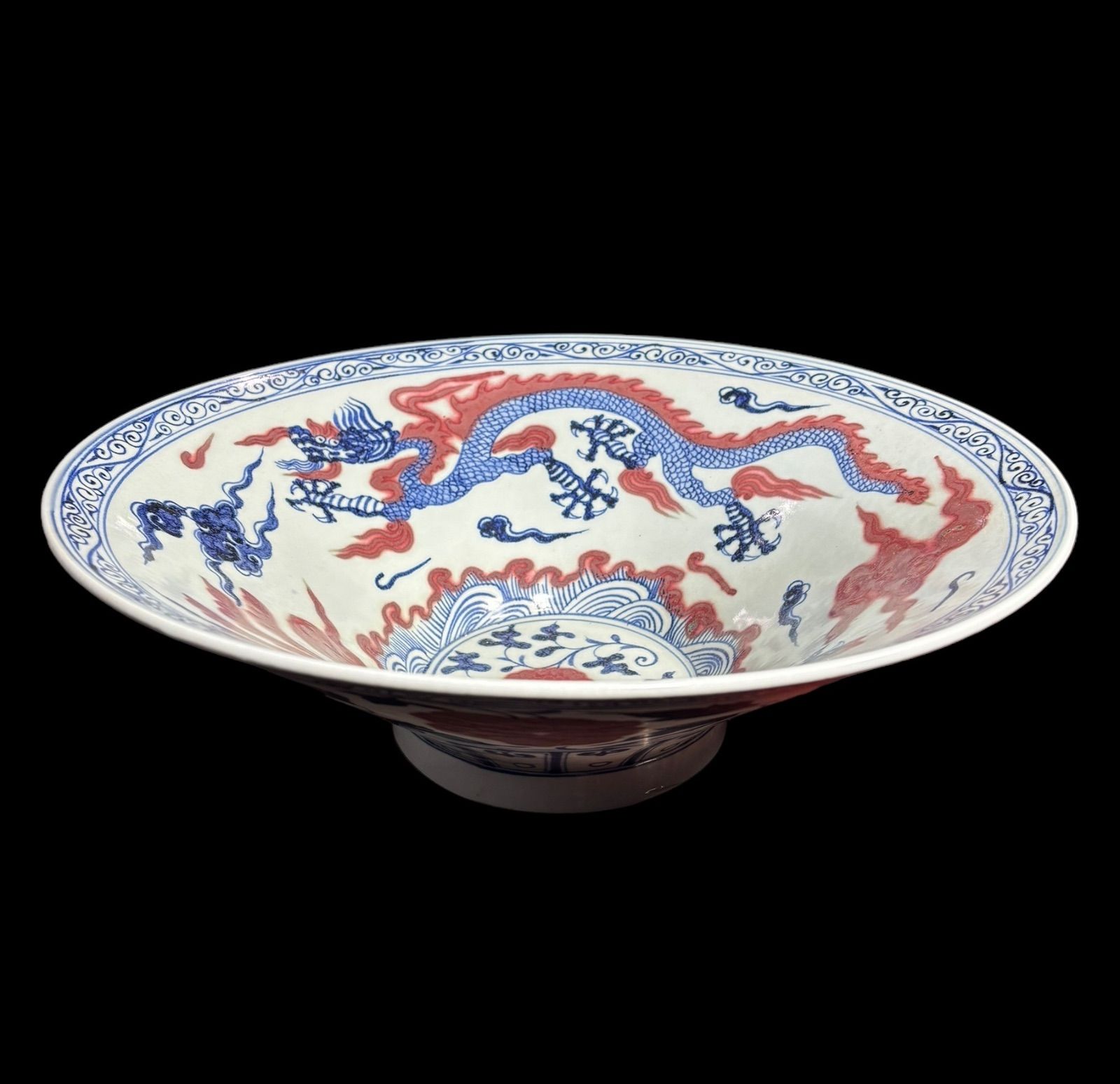 100％品質 鳳凰 [龍 大深鉢 染付 雲 大鉢 大皿 飾り皿 盛り皿 花柄] 紋 染付